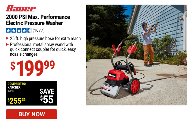 Bauer 2300 PSI 1.2 GPM Brushless Max Performance Electric Pressure Washer