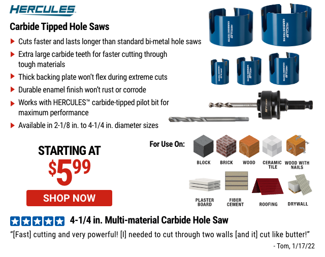 HERCULES: Multi-Material Carbide Hole Saws