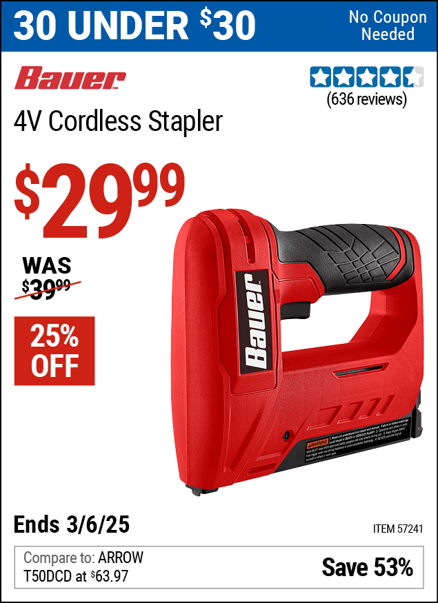 BAUER 4V Cordless Stapler