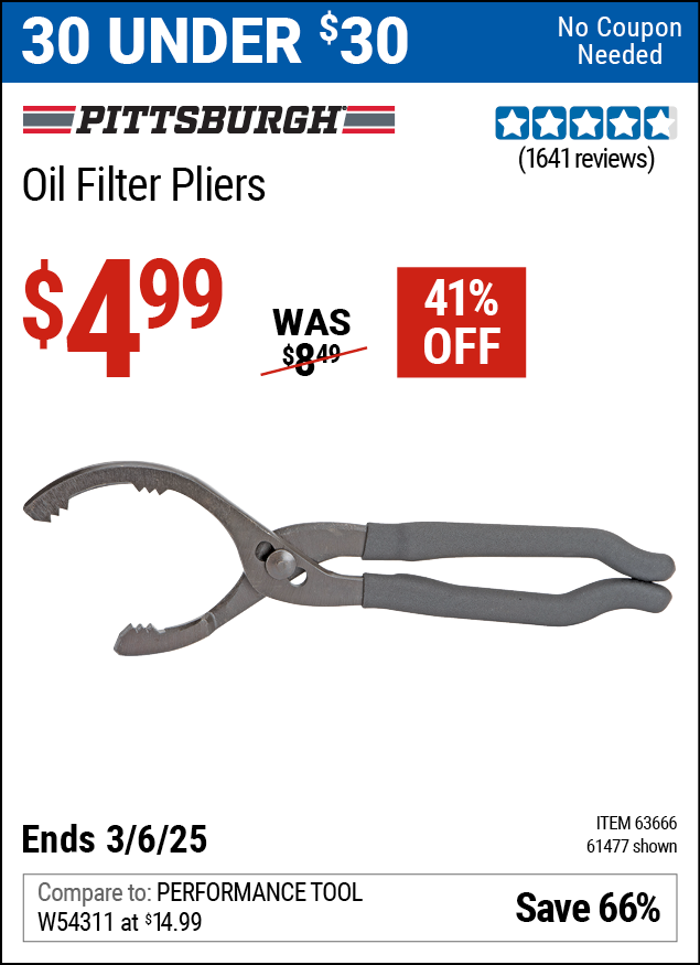 PITTSBURGH Oil Filter Pliers