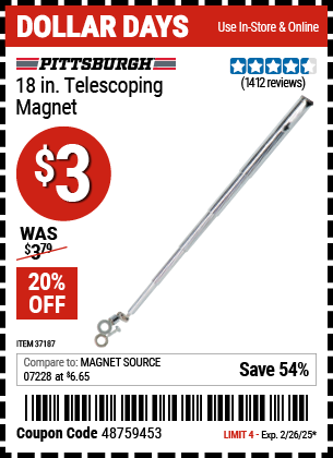 PITTSBURGH 18 in. Telescoping Magnet