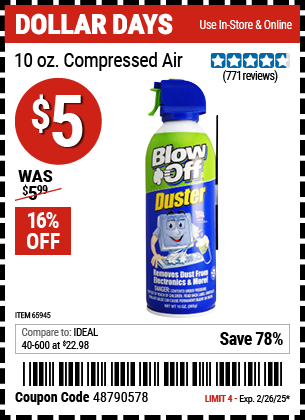 BLOW OFF DUSTER 10 Oz. Compressed Air