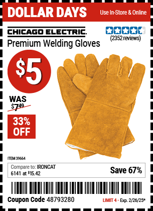 CHICAGO ELECTRIC Premium Welding Gloves