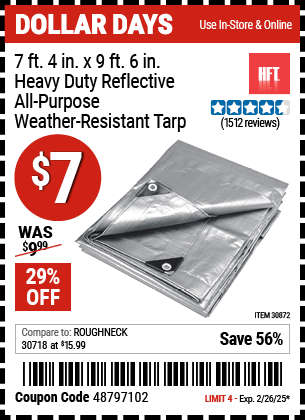 HFT 7 ft. 4 in. x 9 ft. 6 in. Heavy Duty Reflective All-Purpose Weather-Resistant Tarp