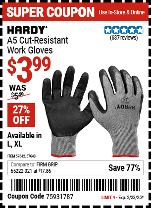 HARDY A5 Cut-Resistant Work Gloves