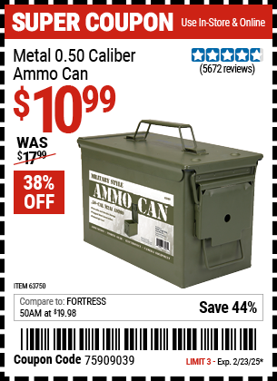 Metal 0.50 Caliber Ammo Can