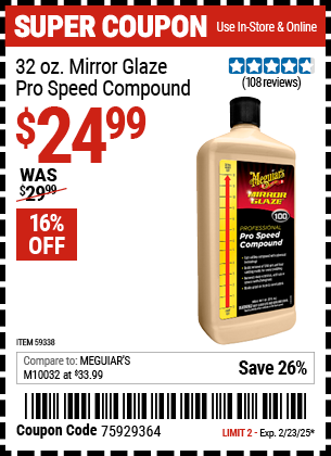 MEGUIAR'S 32 oz. Mirror Glaze Pro Speed Compound