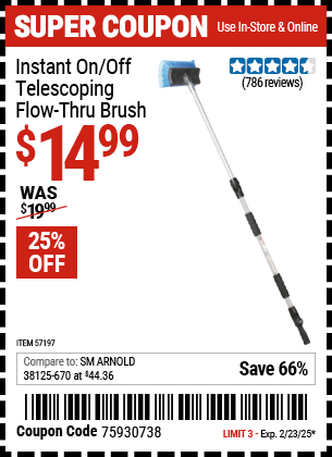 Instant On/Off Telescoping Flow-Thru Brush