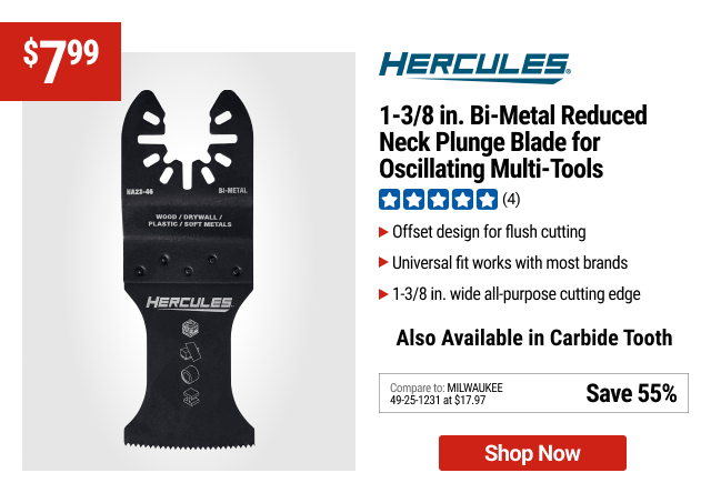 HERCULES 1-3/8 in. Bi-Metal Reduced Neck Plunge Blade for Oscillating Multi-Tools