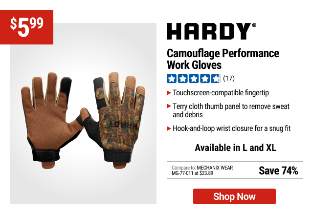 HARDY Camouflage Performance Work Gloves