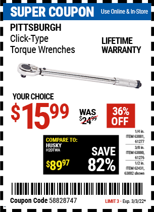 1/2IN DR CLICK TORQUE WRENCH