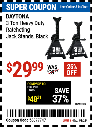 3T HEAVY DUTY JACK STANDS BLACK