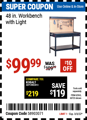 MULTIPURPOSE WORKBENCH W/LIGHT