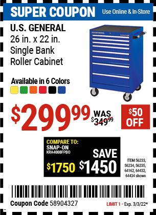 Blue 26in Roller Cabinet