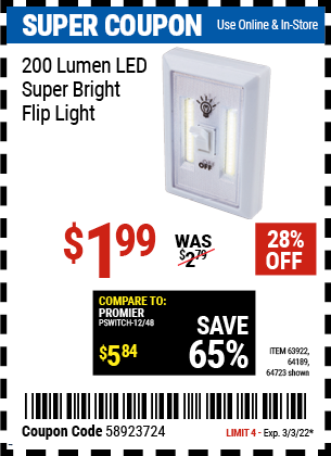 200L LED FLIP LIGHT SWITCH