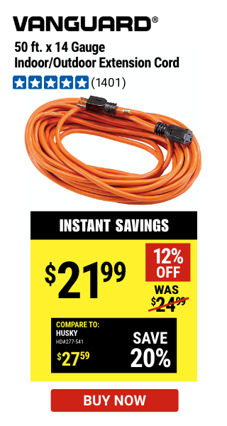 VANGUARD: 50 Ft. X 14 Gauge Indoor/Outdoor Extension Cord