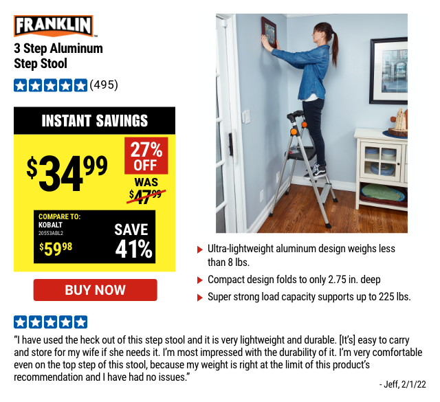 FRANKLIN: 3 Step Aluminum Step Stool