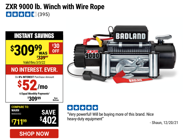 ZXR 9000 Lb. Winch With Wire Rope