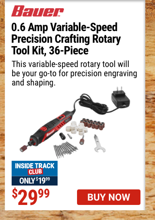 BAUER: 0.6 Amp Variable Speed Precision Crafting Rotary Tool Kit, 36 Piece