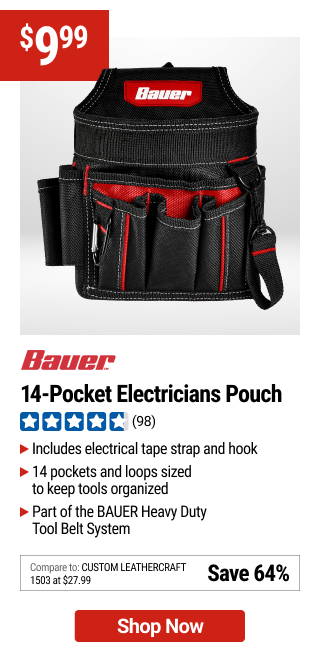 BAUER 14 Pocket Electricians Pouch