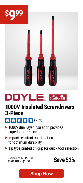 DOYLE 1000V Insulated Screwdrivers, 3-Piece