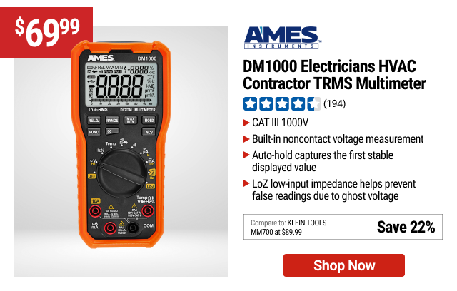 AMES INSTRUMENTS DM1000 Electricians HVAC Contractor TRMS Multimeter