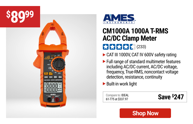 AMES INSTRUMENTS CM1000A 1000A T-RMS AC/DC Clamp Meter