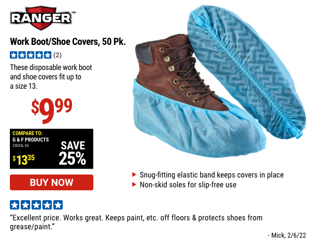 Ranger Work Boot/Shoe, 50 pk