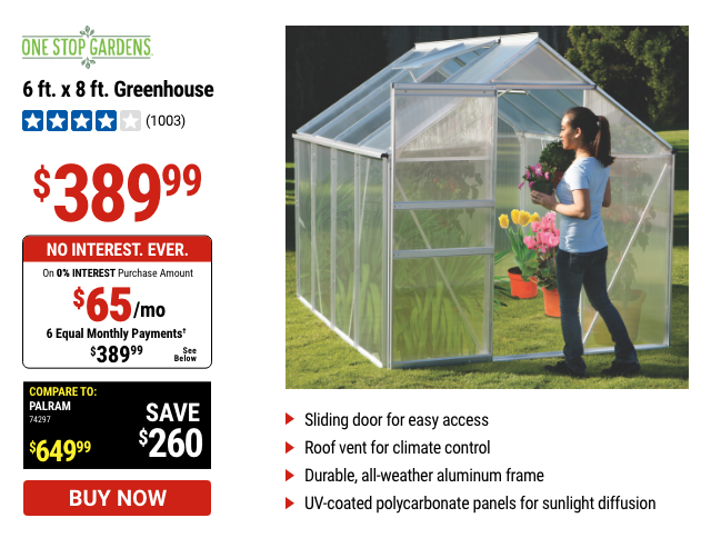 6 ft. x 8 ft. Greenhouse