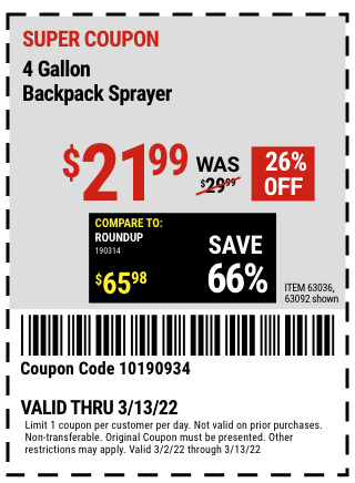 Greenwood: 4 Gallon Backpack Sprayer - Coupon