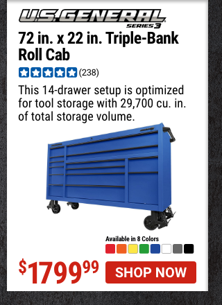 U.S. GENERAL: 72 in. x 22 in. Triple-Bank Roll Cab, Series 3, Blue
