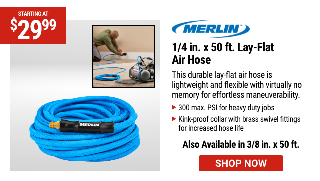MERLIN: 3/8 in. x 50 ft. Lay-Flat Air Hose