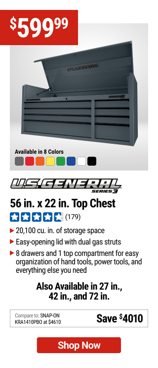 U.S. GENERAL 56 in. x 22 in. Top Chest, Series 3