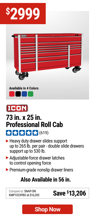 ICON 73 in. x 25 in. Professional Roll Cab. Also Available in 56 in.