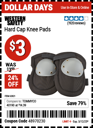 WESTERN SAFETY Hard Cap Knee Pads