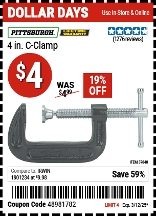 PITTSBURGH 4 in. C-Clamp