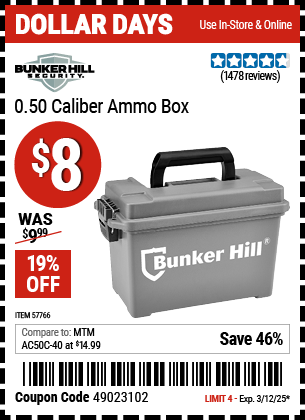 BUNKER HILL SECURITY 0.50 Caliber Ammo Box