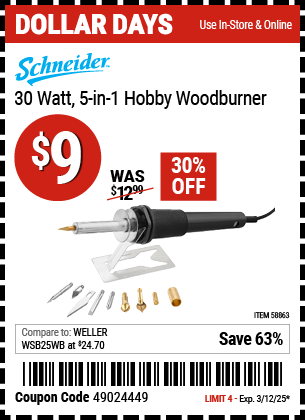 SCHNEIDER 30 Watt 5-In-1 Hobby Woodburner