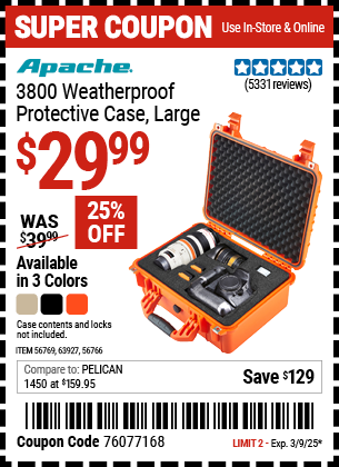 APACHE 3800 Weatherproof Protective Case