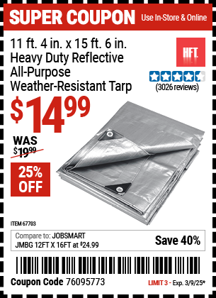 HFT 11 ft. 4 in. x 15 ft. 6 in. Heavy Duty Reflective All-Purpose Weather-Resistant Tarp