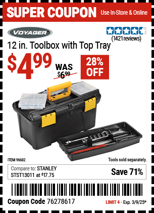 VOYAGER 12 In Toolbox with Top Tray