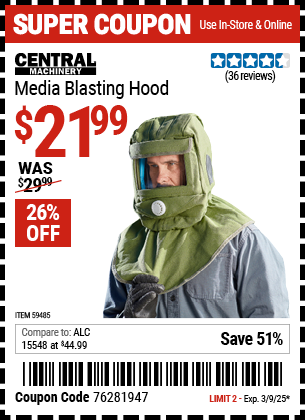 CENTRAL MACHINERY Media Blasting Hood