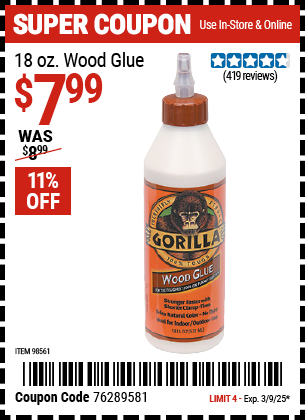 GORILLA 18 oz. Wood Glue