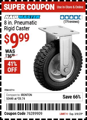 HAUL-MASTER 8 in. Pneumatic Rigid Caster