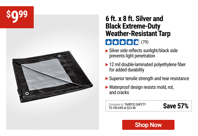 6 ft. x 8 ft. Silver and Black Extreme-Duty, Weather-Resistant Tarp