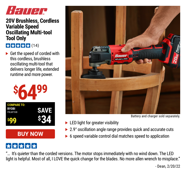 Bauer 20V Occillating Multi Tool