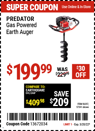 Gas Powered Earth Auger