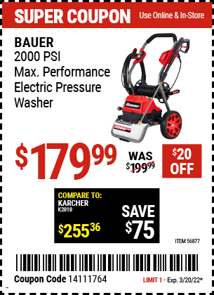 Bauer: 2000 PSI Electric Pressure Washer