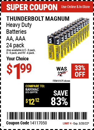 Thunderbolt: AA, AAA 24 pk. Batteries