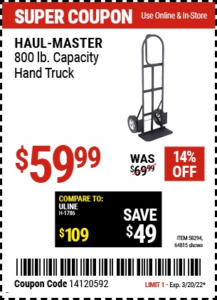 800 lb. Capacity Hand Truck